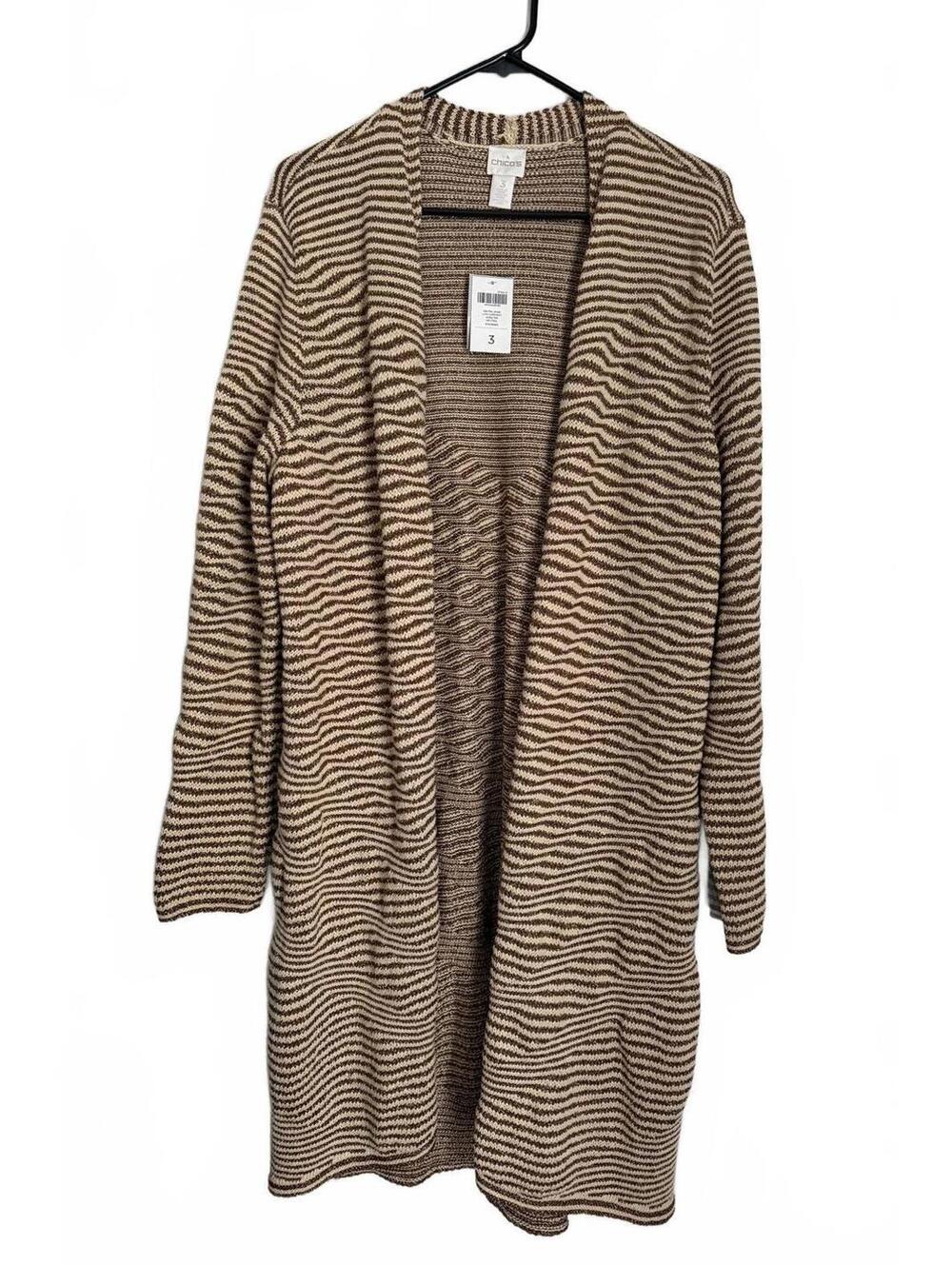 NEW Chico's Lani Cardigan Sweater Duster Size 3 XL Extra Large Gold Metallic
